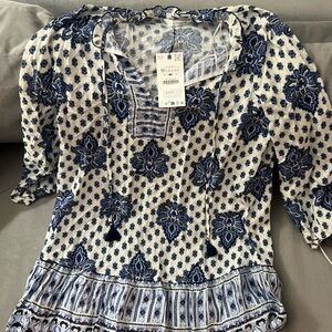 Blue and White Floral Women's Dress